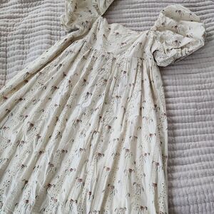 Storia a-line, maxi dress with puff sleeves and eyelet and floral print, size M